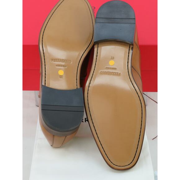 NIB FERRAGAMO CORIAN BROWN TAN BROGUE LEATHER OXFORDS 12 EE